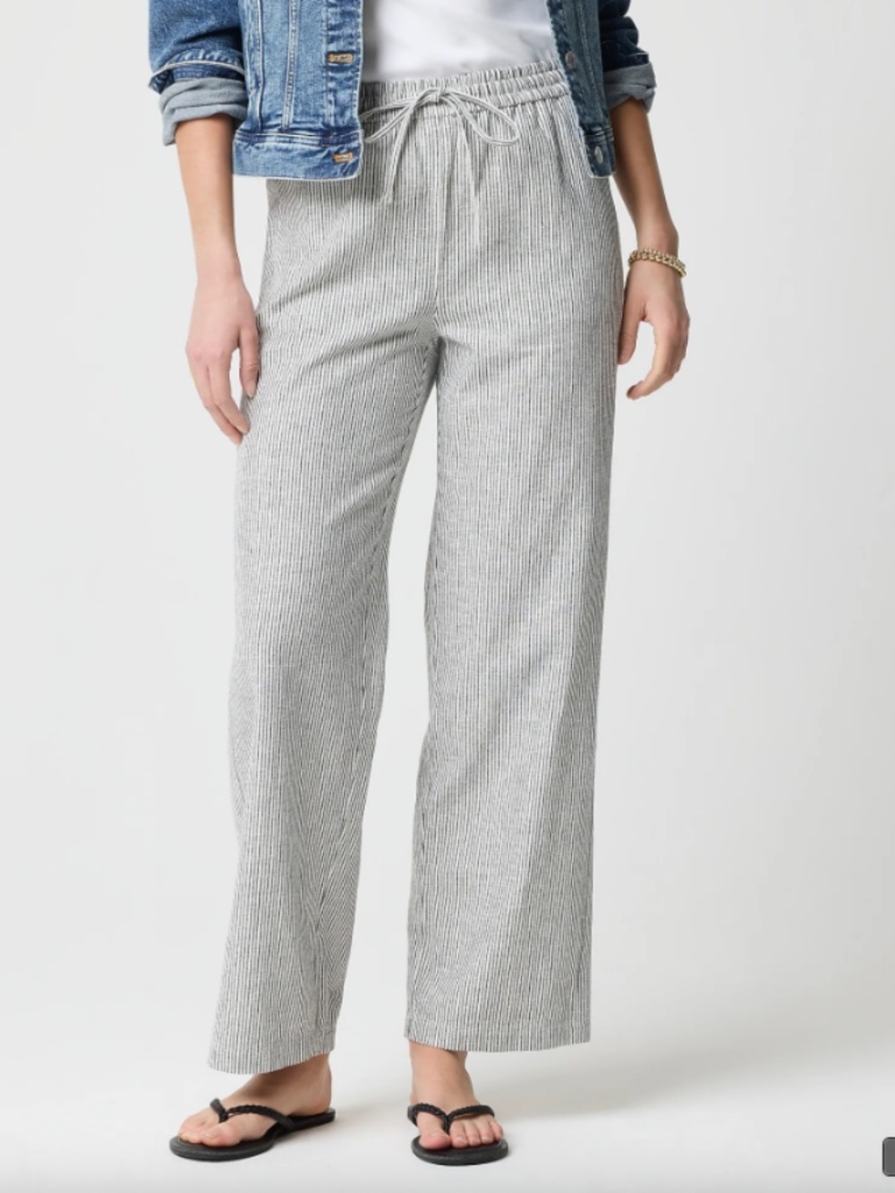 J.Crew Factory Linen-blend slim wide-leg drawstring pant 00 Petite